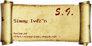 Simay Iván névjegykártya